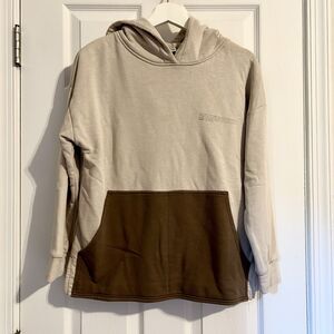 Pangaia Tan Hoodie Beige Chocolate Brown Sweatshirt Color Block Small Loungewear